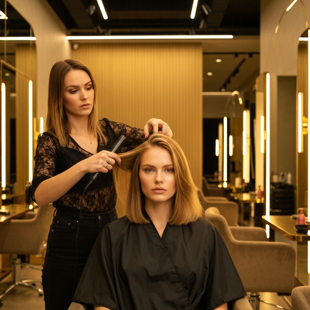 Professional hair styling at Besties Professional salon